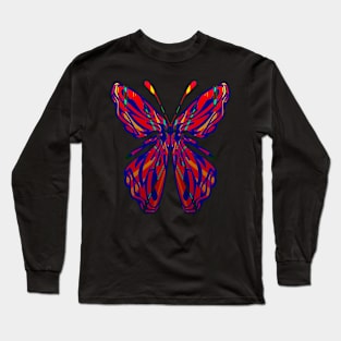 Fantasy Butterfly  with Vivid Red Pattern Wings Long Sleeve T-Shirt